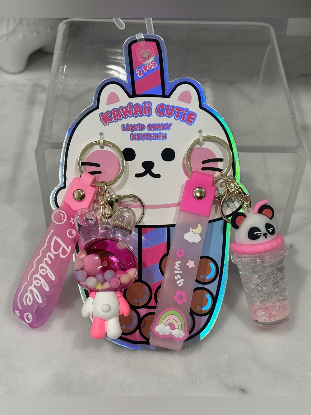 Danbar Global Kawaii Cutie Liquid Shaky Keychain  / Bag Charm Set  YES you get 2